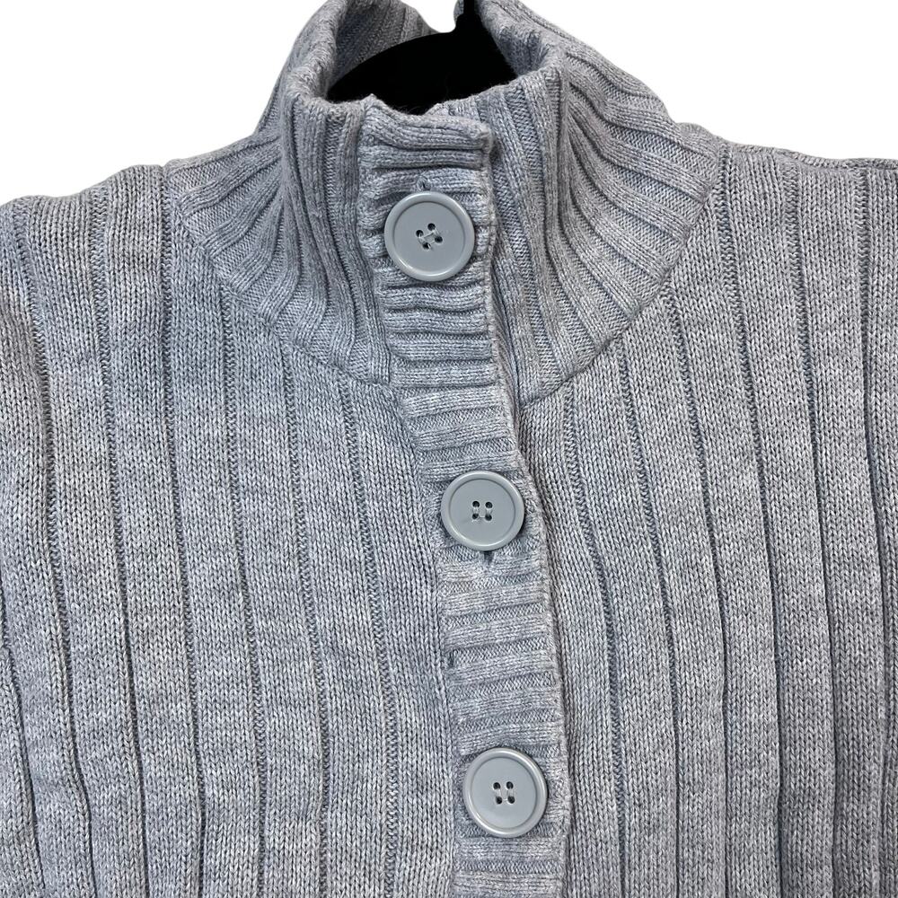 Faded Glory Gray Ribbed Button Sweater - Picture 2 of 5